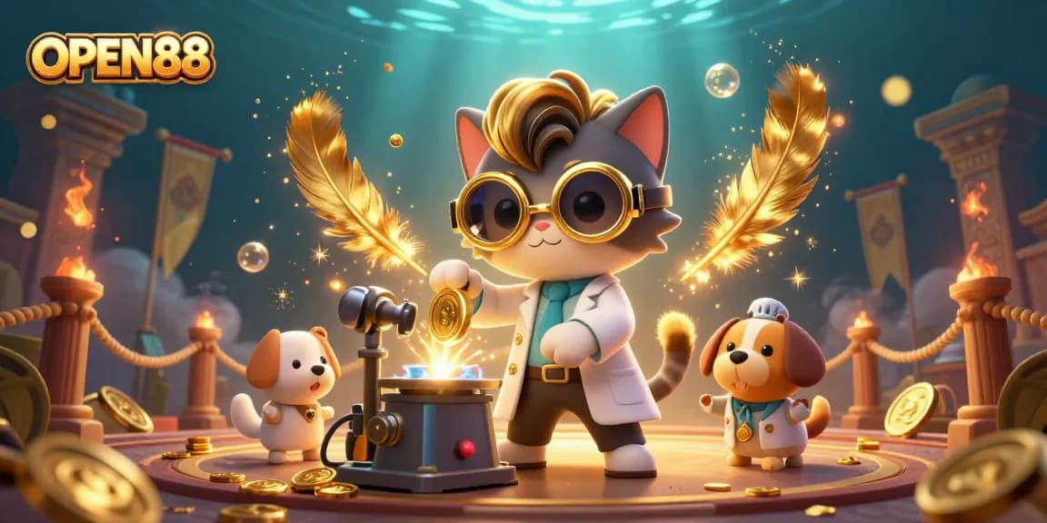 Engage in thrilling gaming adventures at OPEN88 while witnessing a mad scientist cat at work!