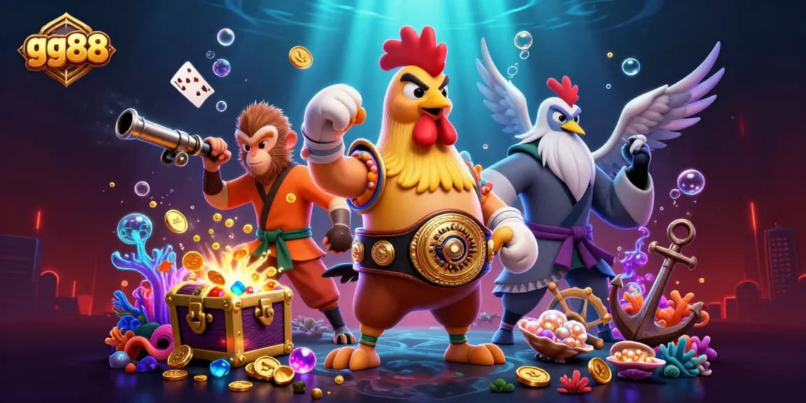 Win big at gg88 with vibrant 3D casino characters and dynamic elements in a colorful gambling scene.