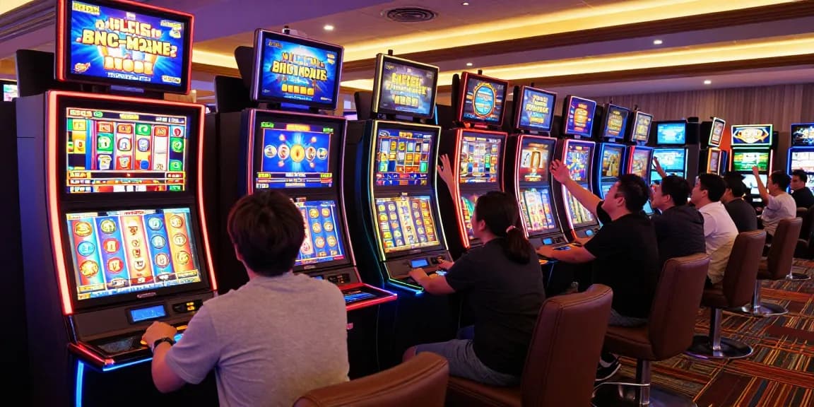 Pemain menikmati slot88 dengan suasana kasino online yang meriah dan penuh kegembiraan.