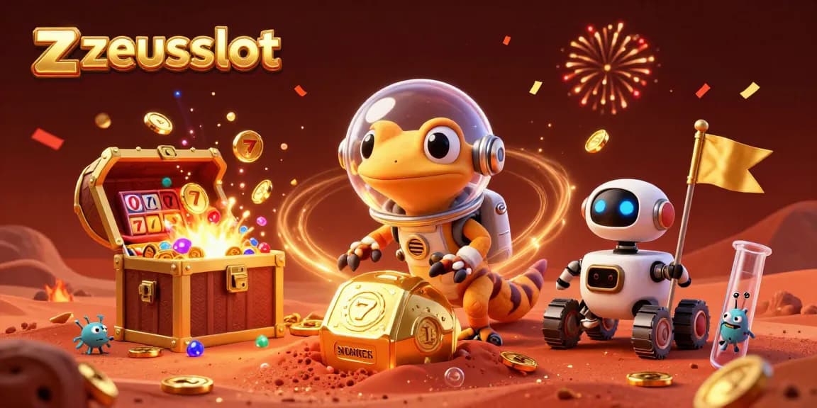 Spin for jackpots with zeusslot, featuring vibrant characters and casino elements in a dynamic scene.
