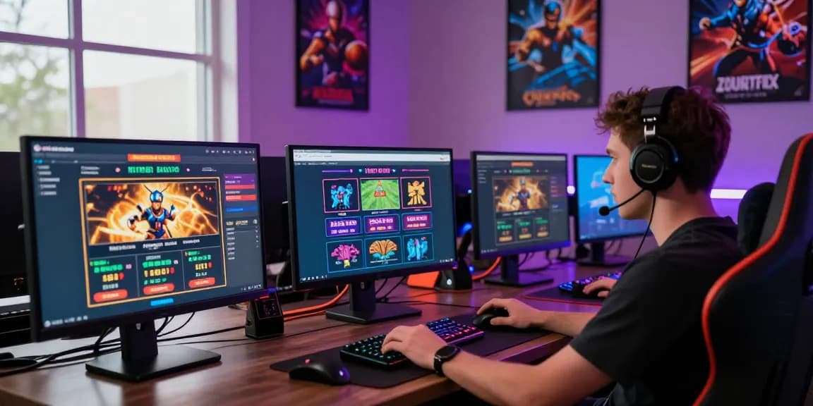 Grandbetting online gaming action with vibrant scenes of live betting and casino games.