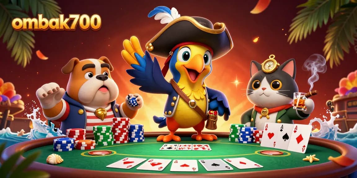 Ombak700 mempersembahkan ilustrasi kasino 3D dengan karakter lucu dan elemen poker.
