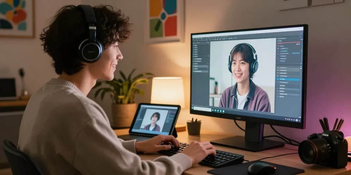 Engaging with NSFW AI in a cozy workspace with tech gadgets.