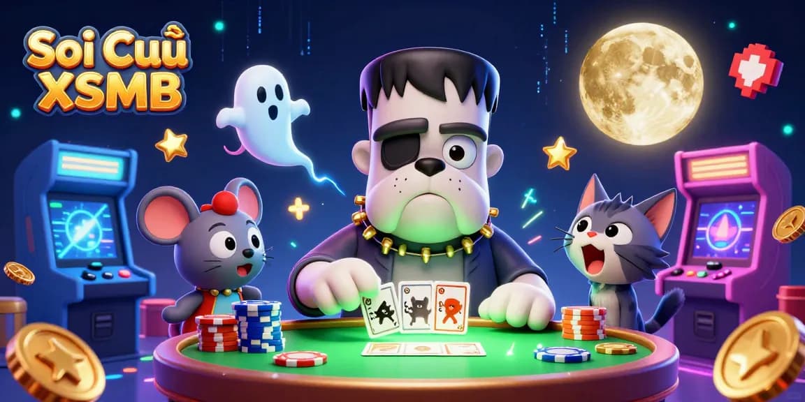 Engage with Soi Cầu XSMB predictions through a vibrant 3D cartoon casino illustration featuring unique characters.