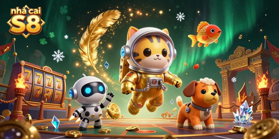 Experience thrilling games at nhà cái S8 with vivid slot machine action and dynamic space adventure visuals.