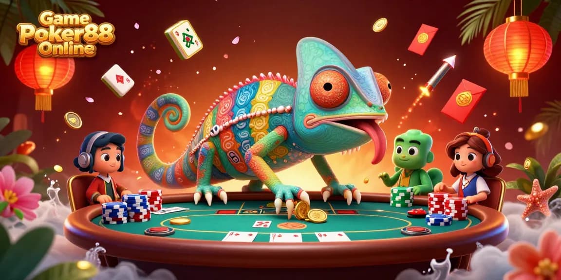 Experience the excitement of Game Poker88 Online with engaging poker tables and vibrant casino elements.