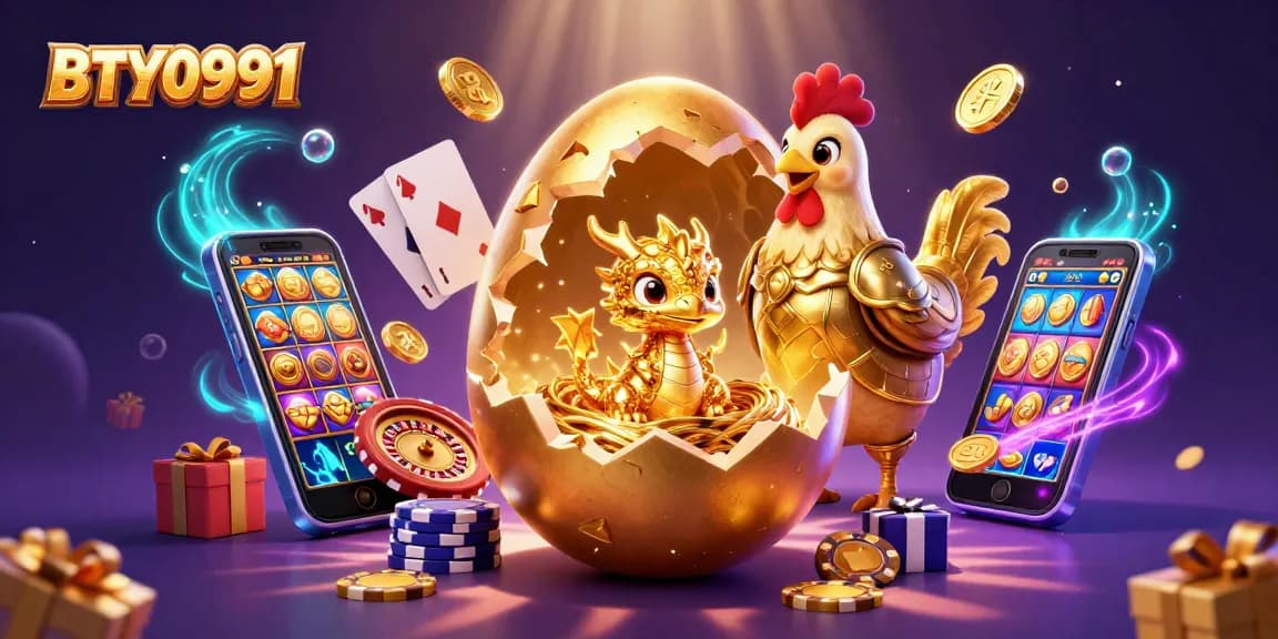 Experience the thrill of BTY0991 with a vibrant 3D dragon and slot game scene.