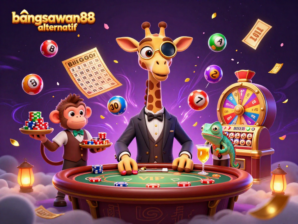 Experience the excitement of bangsawan88 alternatif as our high-roller giraffe tackles the poker table!