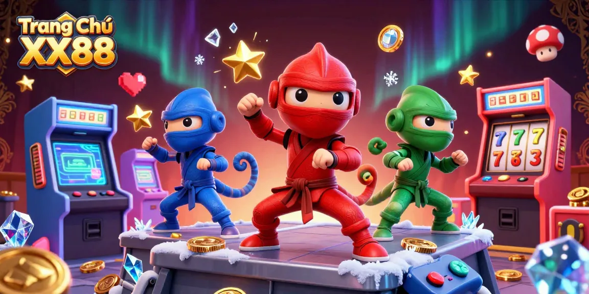 Experience vibrant action at Trang Chủ XX88 with ninja chameleons and dynamic casino gaming elements.