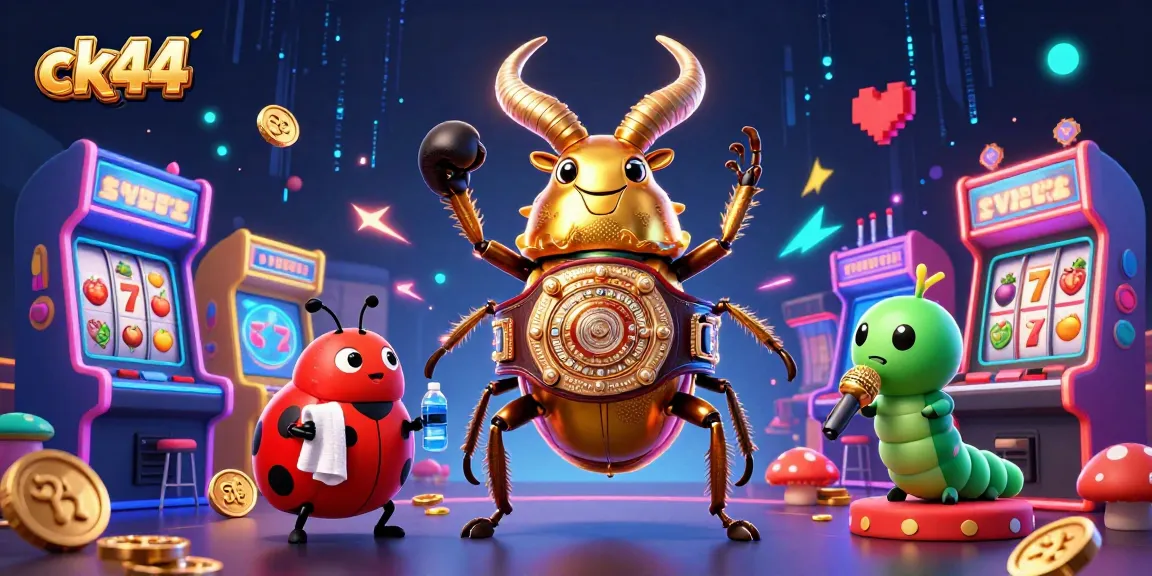 Experience thrilling entertainment at ck44 with a vibrant 3D casino scene showcasing exciting games and characters.
