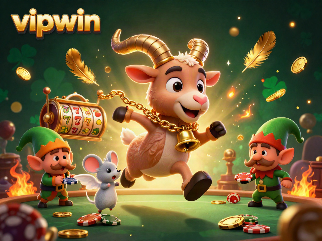 Experience thrilling moments at vipwin casino with playful characters stealing chips and festive chaos.