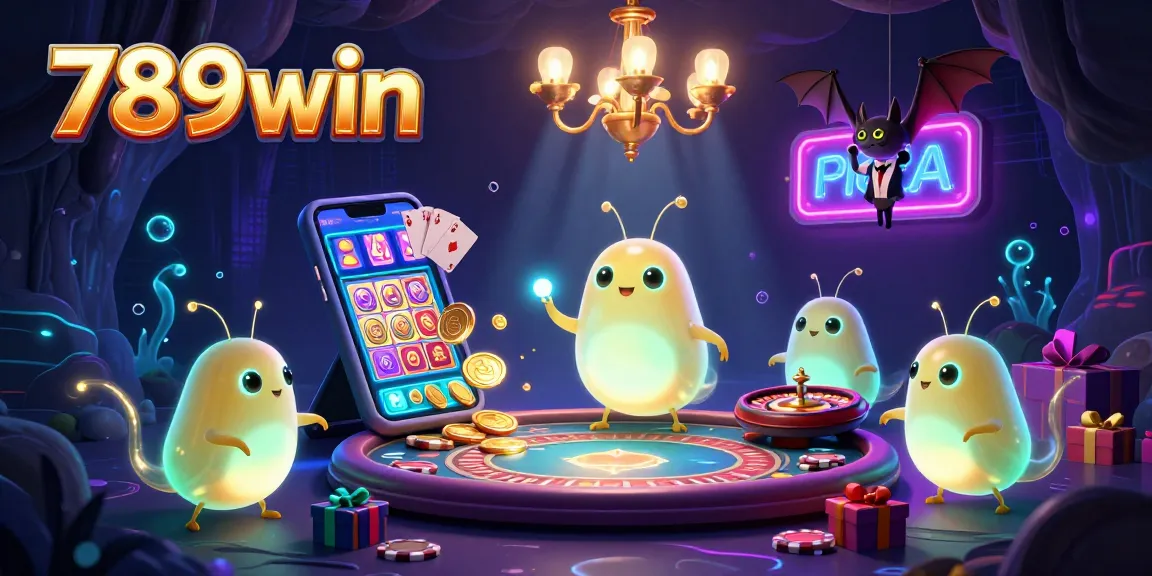 Experience the glow of excitement in 789win's vibrant cave casino with animated glowworms and brilliant games.