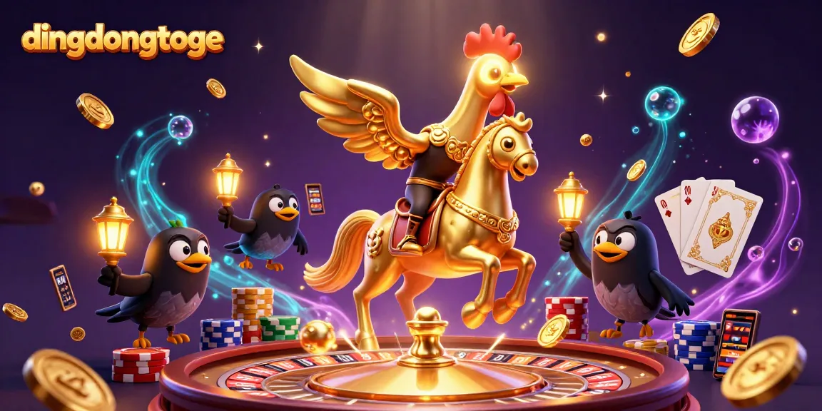 Dingdongtoge players enjoy festive casino thrills with golden rooster and crow companions amidst cascading coins