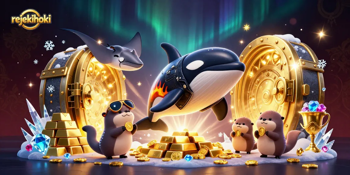 Engage with rejekihoki in this vibrant 3D casino scene filled with playful characters and treasures.