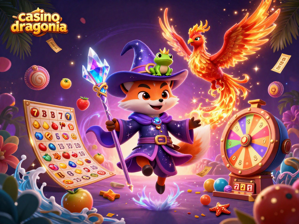 Découvrez le monde captivant de casino dragonia avec un renard magique et des éléments de jeu animés.