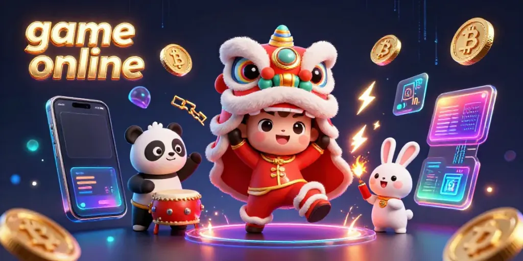 Engage with thrilling game online experiences featuring a dynamic lion dance and crypto elements.