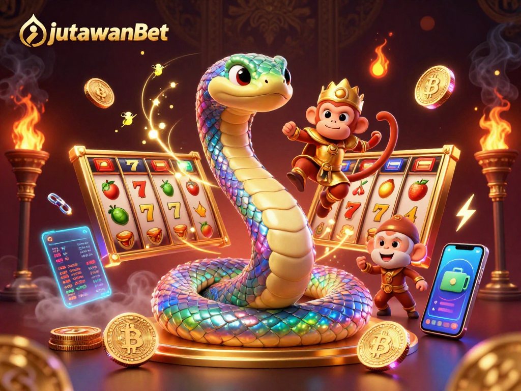 Experience the excitement of jutawanbet with vibrant slots and dynamic elements in this captivating 3D scene.