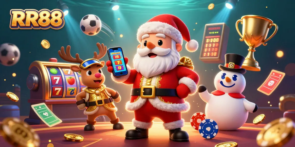 Engage in winning jackpot slots at RR88 with festive symbols and a lively casino atmosphere.