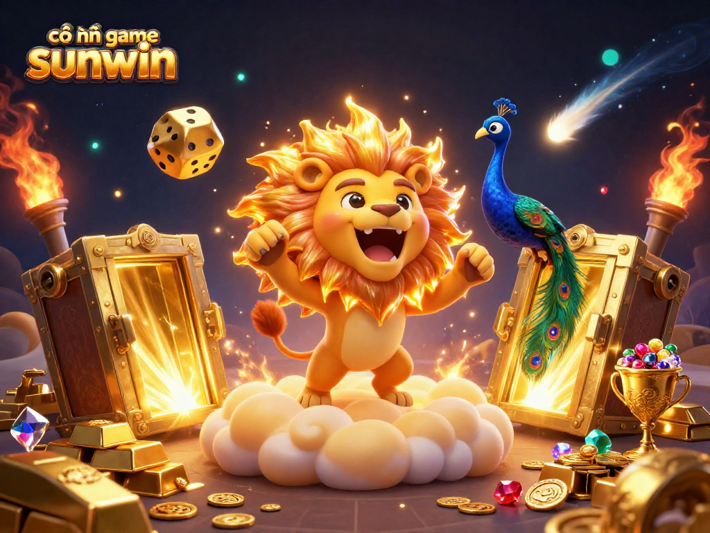 Experience winning moments at cổng game sunwin with a vibrant depiction of gaming elements and characters.