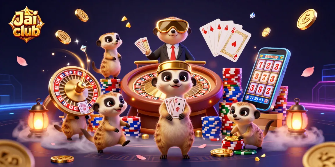 Experience thrilling action at Jai club's vibrant casino with meerkats playing games.
