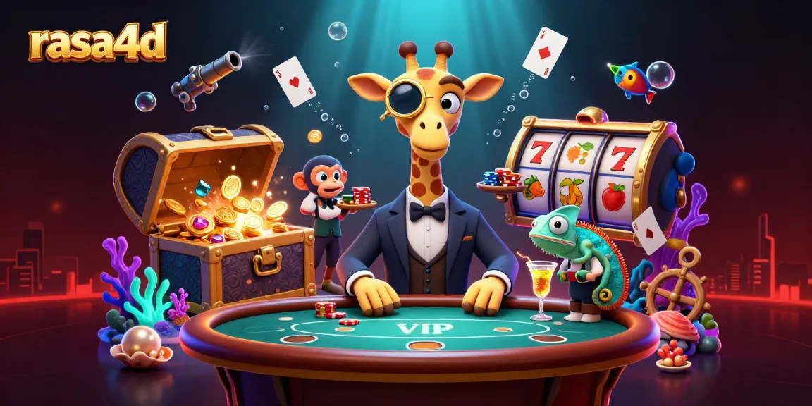 Rasa4d memainkan slot dengan jerapah kaya, pelayan monyet, dan bartender bunglon.