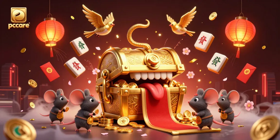 Experience excitement with pccare as treasure-luring characters dance among gold and vibrant casino elements.