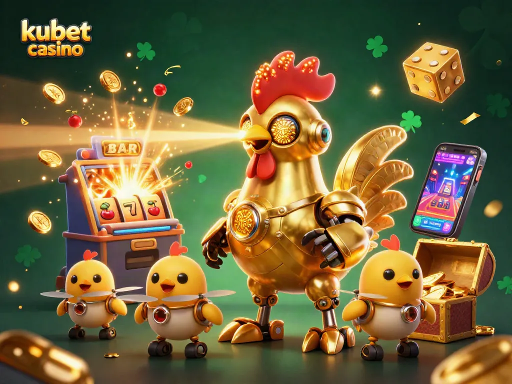 Kubet casino showcases a vibrant scene with animated characters and a jackpot explosion, immersing players in thrilling games.