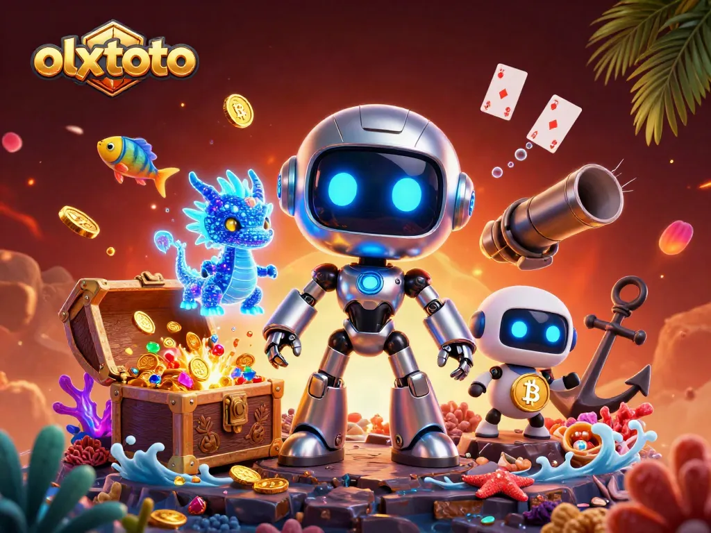 Menangkan hadiah menarik di olxtoto dengan permainan seru menggunakan robot dan naga holografik.