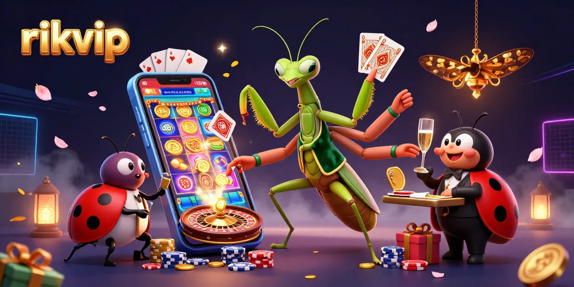 Experience exhilarating gaming at rikvip with cartoon characters and vibrant casino elements.