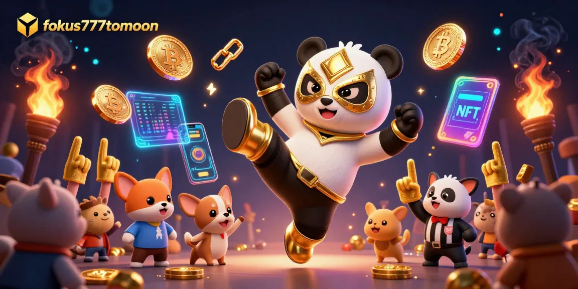 Experience the excitement of fokus777tomoon with a dynamic scene showcasing crypto elements and vibrant casino action.