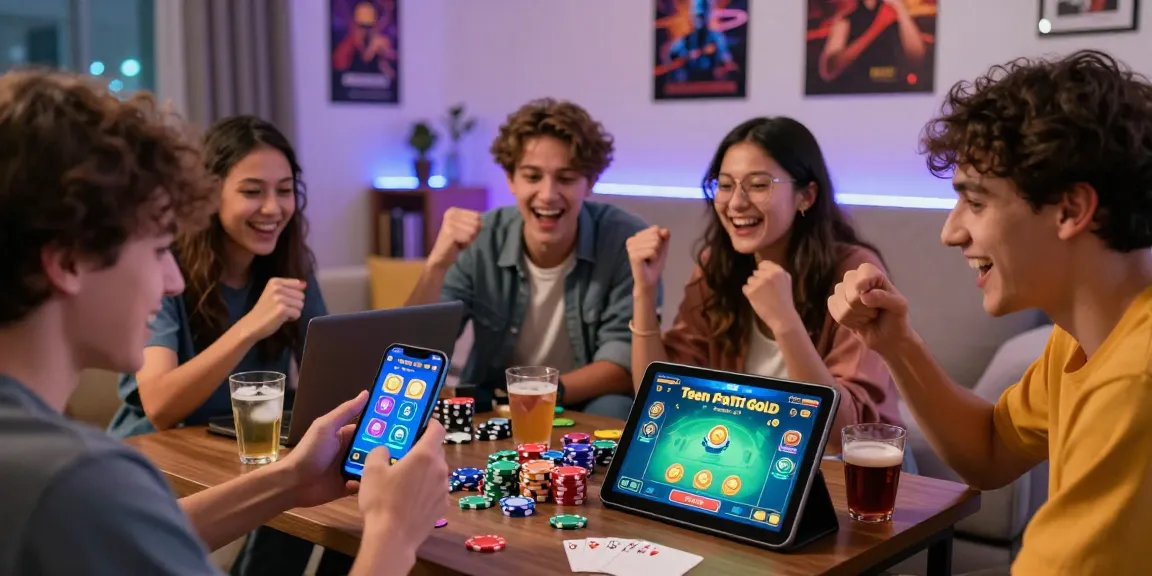 Players enjoying Teen Patti Gold on mobile devices; visit this website for free download and gameplay.