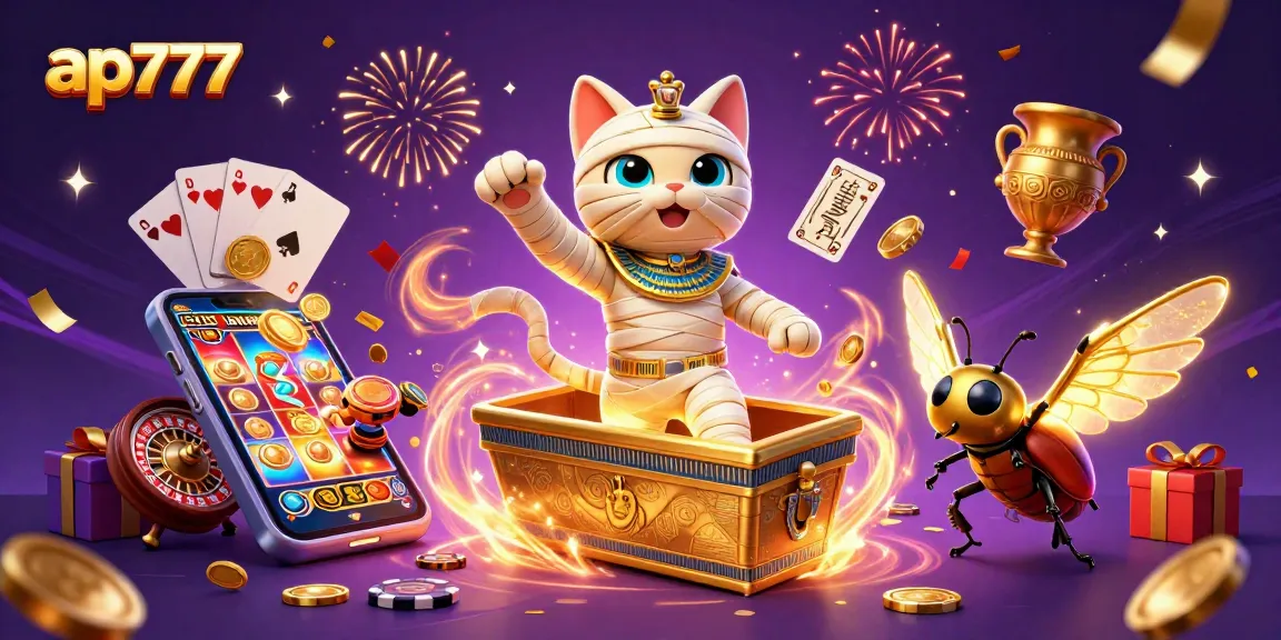 Win big at ap777 with vibrant casino games and fun characters in a lively 3D illustration.