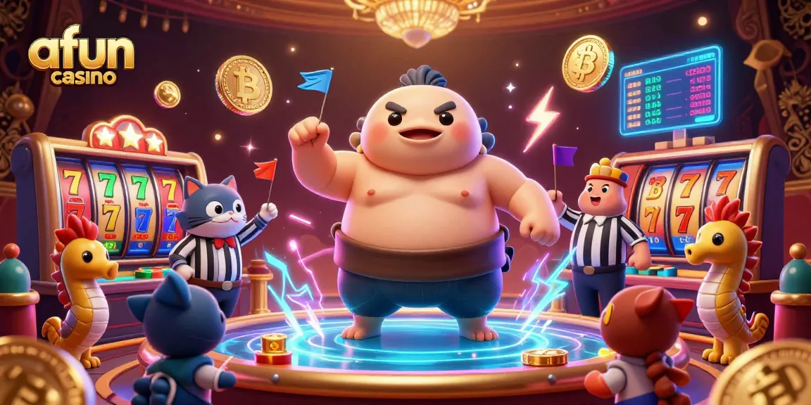 Afun casino showcases an exciting underwater casino scene with lively characters and vibrant slot machines.