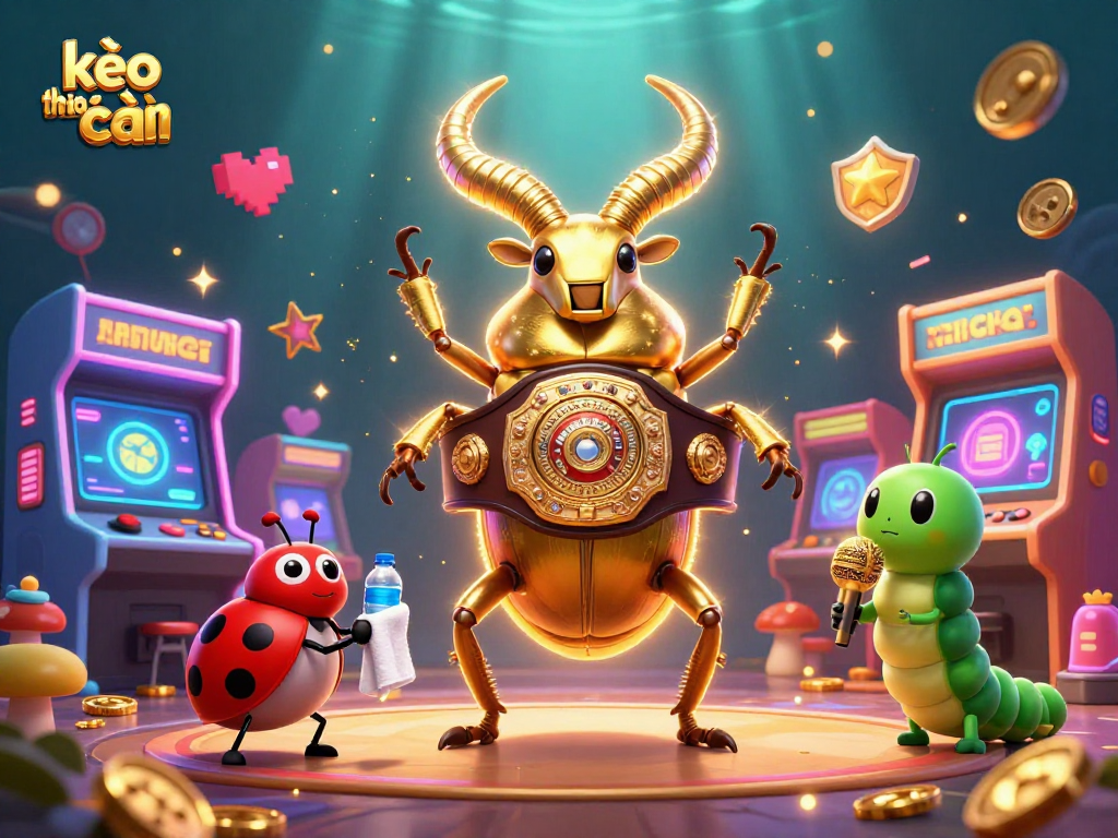 Experience exhilarating kèo nhà cái action with a vibrant, dynamic 3D illustration featuring unique insect characters.