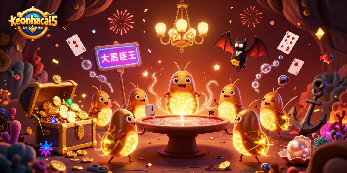 Win big with keonhacai5 in this vibrant illuminated cave casino scene