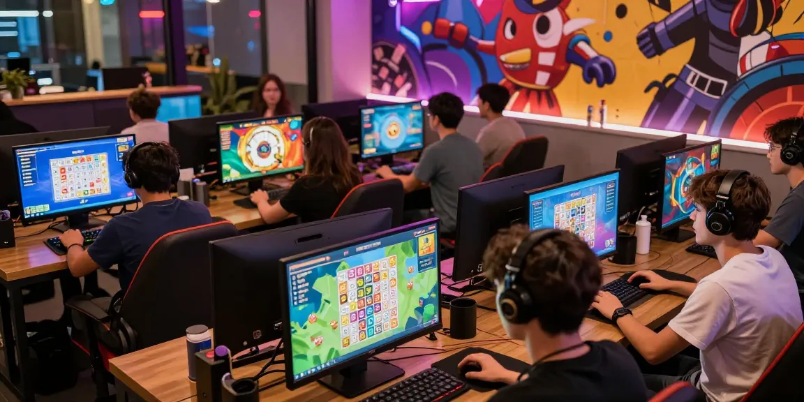 Engaging players enjoying game bài đổi thưởng with vibrant screens and colorful graphics.