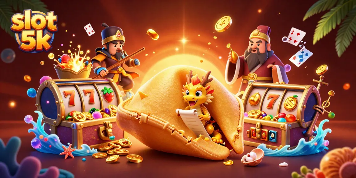 Experience the thrill of slot 5k with vibrant characters and exciting game elements in a lively casino scene.
