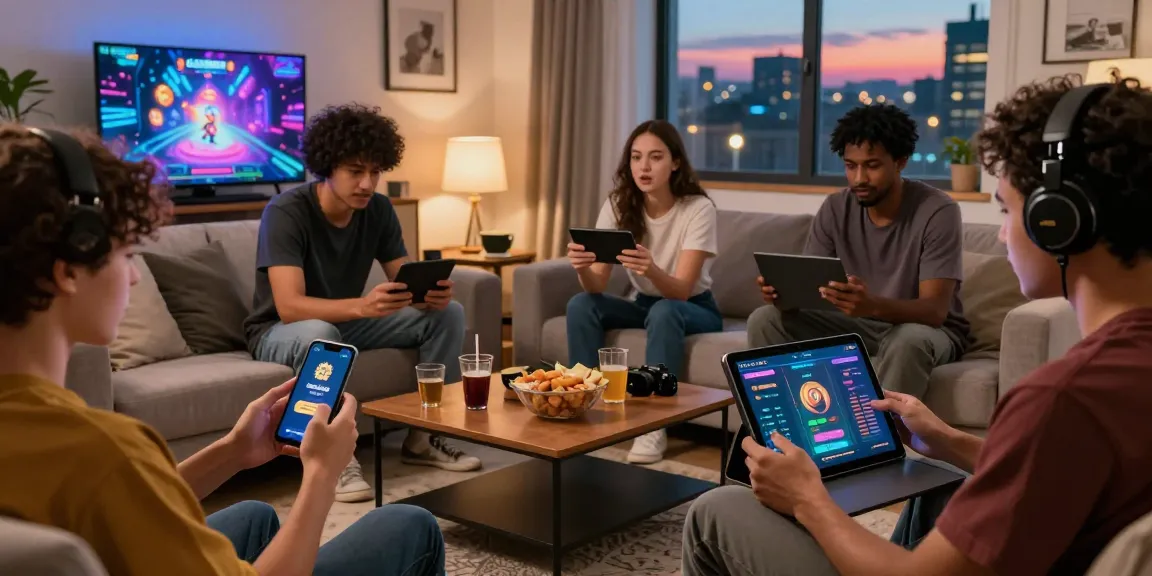 Players enjoying the engaging 663Bet Game in a cozy living room, showcasing vibrant game graphics and interactive atmosphere.