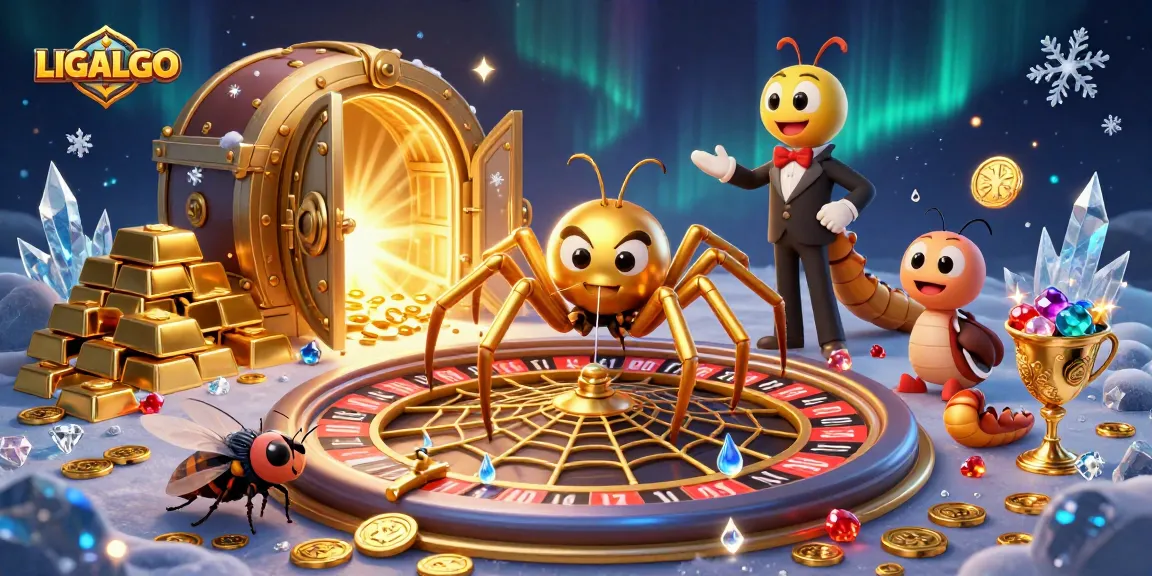 LIGALGO captures the thrill of spinning fortune with a golden roulette wheel and vibrant casino elements.