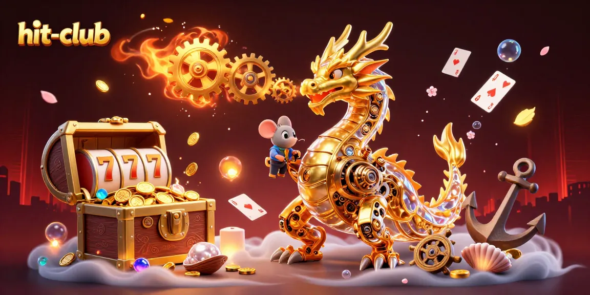 Engage with hit-club's vibrant slots scene featuring a golden dragon and stunning riches.