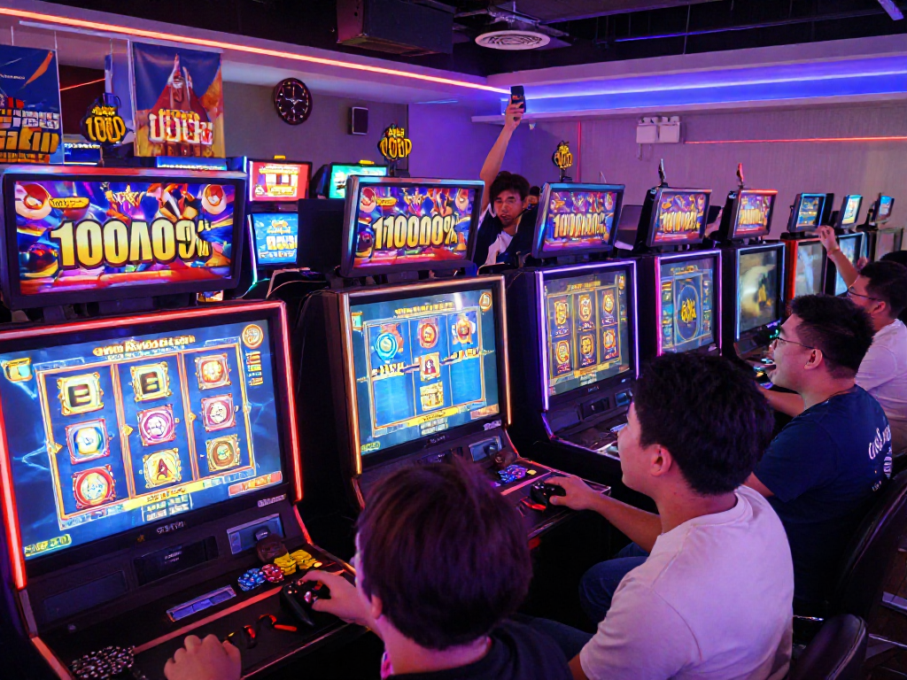 Players celebrating wins at Garuda55 online gaming platform, showcasing vibrant slot games and promotions.