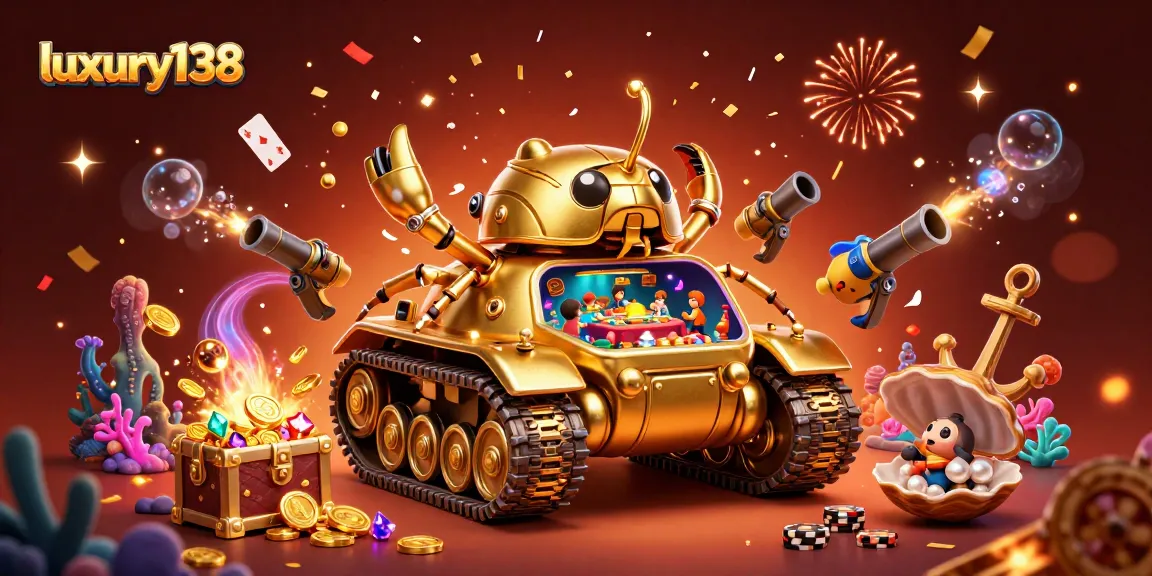 Meriahkan permainan di luxury138 dengan ilustrasi kasino mini dalam tank kumbang emas yang memancarkan harta berkilau.