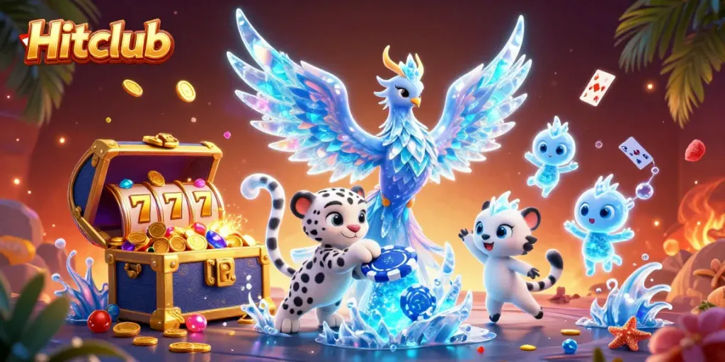 Experience the excitement of Hitclub where the ice phoenix and wonderous casino elements create a magical atmosphere.