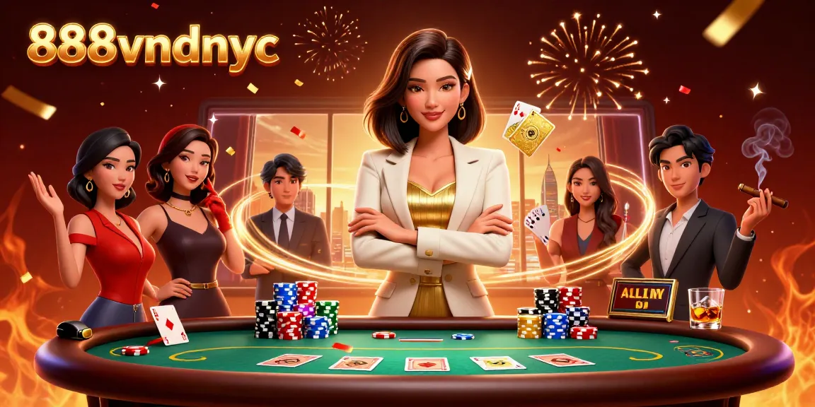 Win big with 888vndnyc in this dynamic casino scene showcasing a powerful poker game.