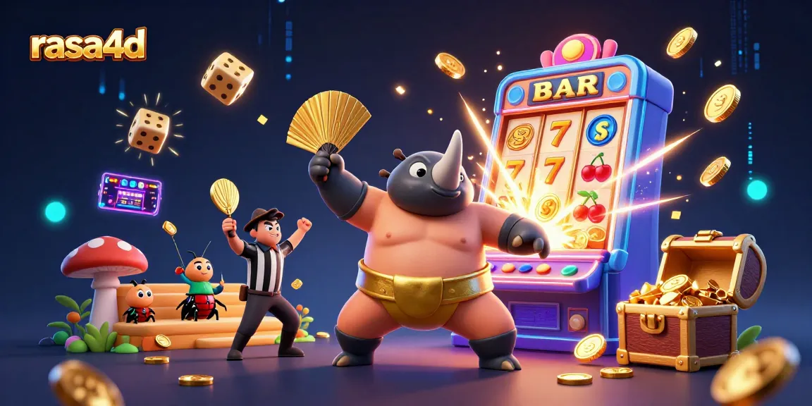 Menyaksikan rasa4d saat juara sumo berbentuk kumbang menyebarkan koin keemasan di kasino