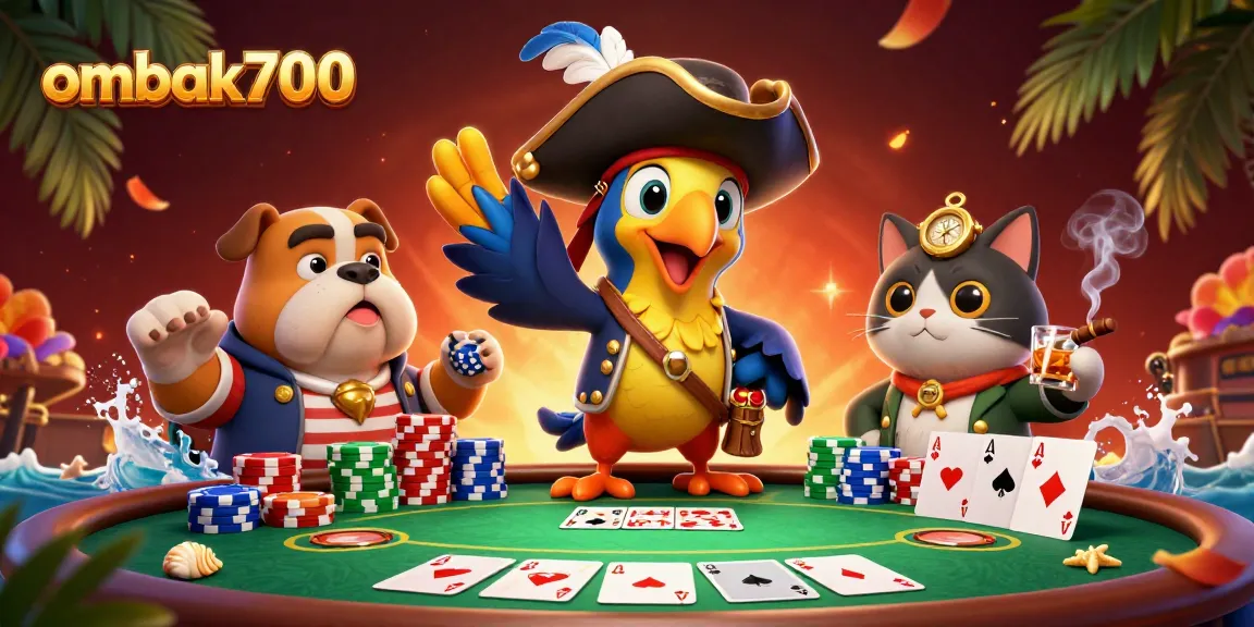 Ombak700 mempersembahkan ilustrasi kasino 3D dengan karakter lucu dan elemen poker.