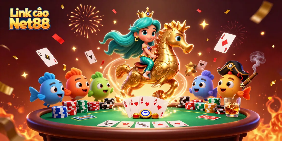 Experience thrilling gameplay with Link vào Net88 using poker chips and a vibrant casino scene.