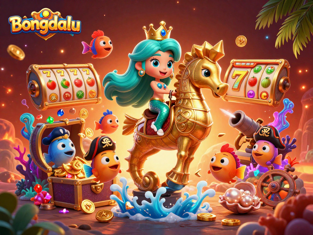 Bongdalu introduces a vibrant casino mermaid adventure, featuring a golden armored seahorse and colorful treasures.