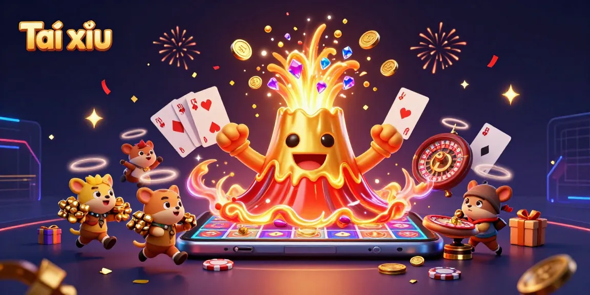 Experience the thrilling Tài xỉu adventure with our 3D illustration showcasing icons of fun and fortune.