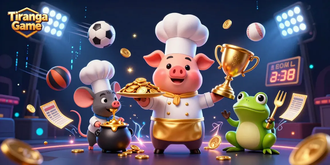 Tiranga Game showcases vibrant cartoon characters amidst dynamic sports visuals, engaging in thrilling gaming.